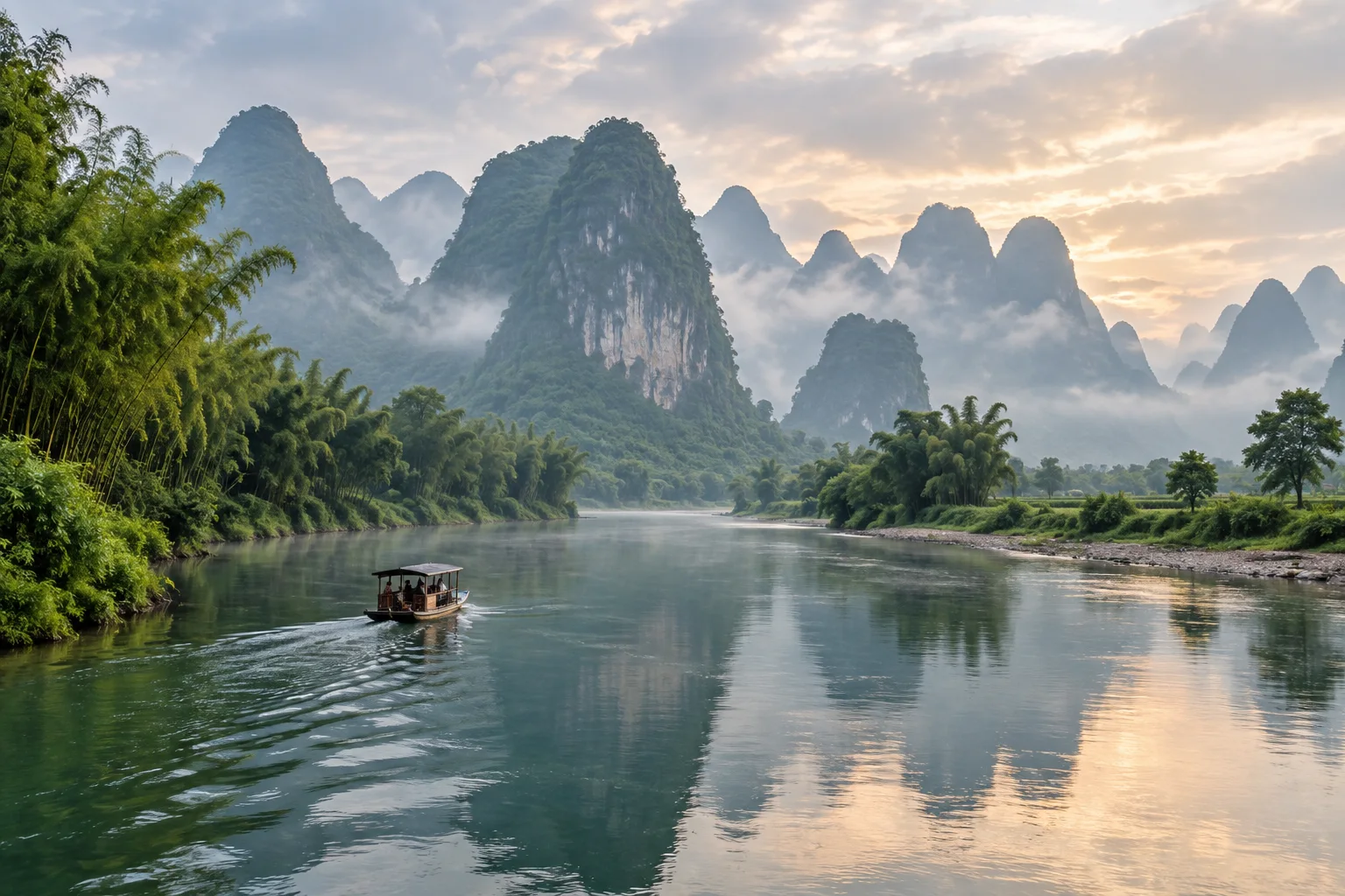 Li River winding through green karst peaks