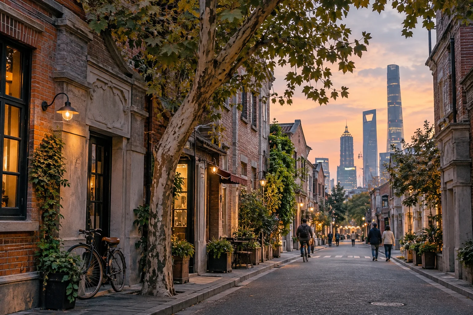 Tree-lined Shanghai street