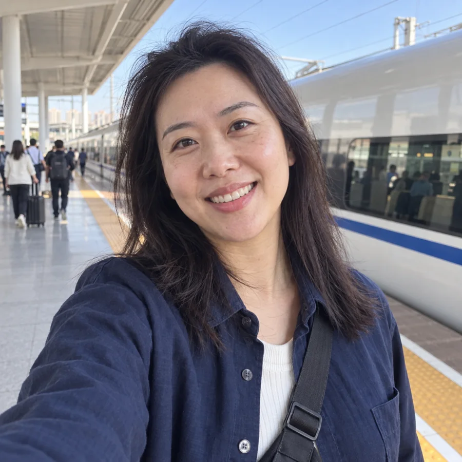 高铁站自然光旅行规划人物示意肖像